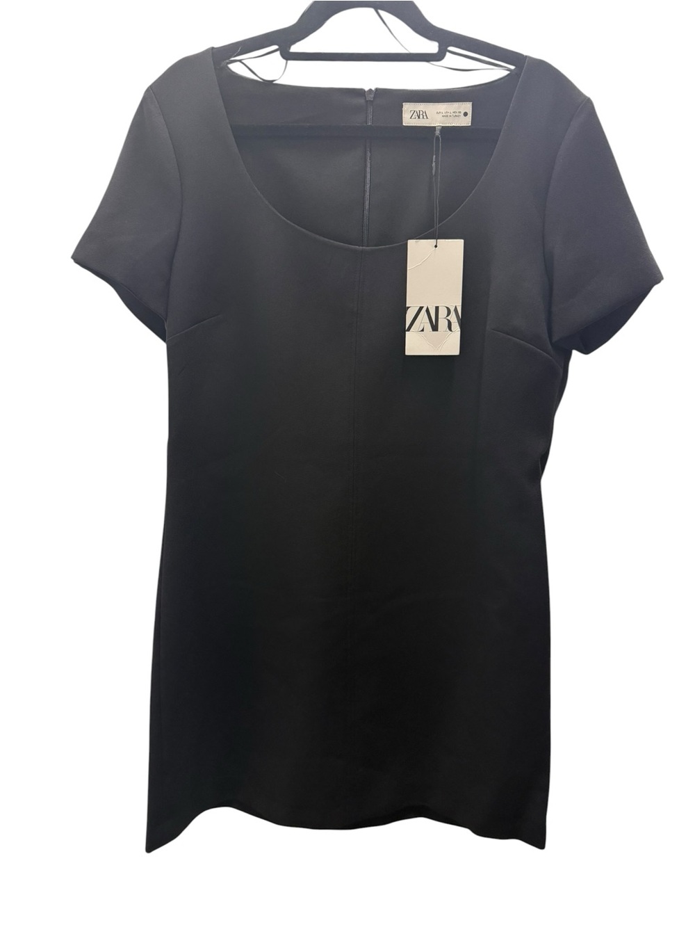 ZARA Black Short Sleeve Scoop Neck Dress